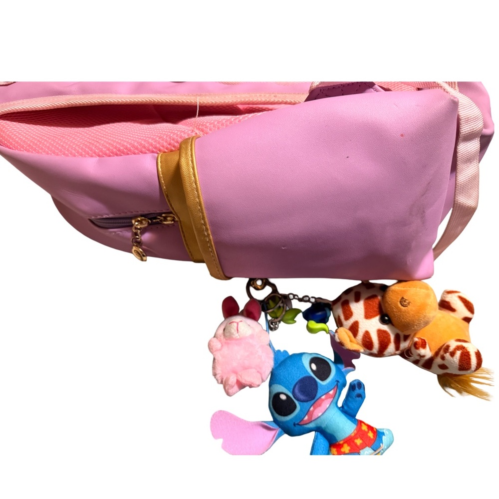 Girls Pink and Gold Backpack (Key chains not included) - Picture 3 of 5